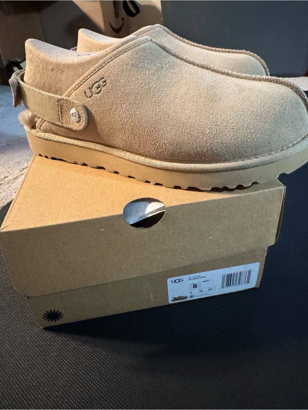 UGG women’s lanah Suede Clog — Chestnut